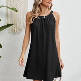 Vestido de playa para mujer – Sin tirantes – Corte evasé – Tejido calado transpirable