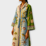 Jule - Vestido midi estampado de twill con cinturón