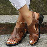 Sandalias de cuña para mujer - Abiertas con tiras - Tacón cómodo - Cierre ajustable