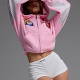 Sudadera con capucha y cremallera con estampado de motocicleta