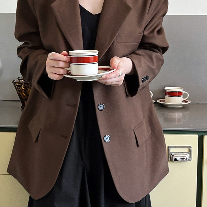 Blazer vintage casual con mangas largas