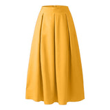 Falda larga de mujer - Cintura alta - Falda plisada fluida - Elegante y cómoda