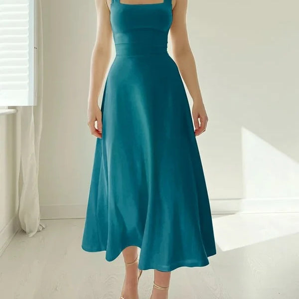 Vestido de algodón de tirantes anchos - Cómodo, elegante y transpirable