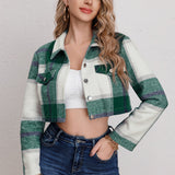 Chaqueta casual a cuadros con mangas largas