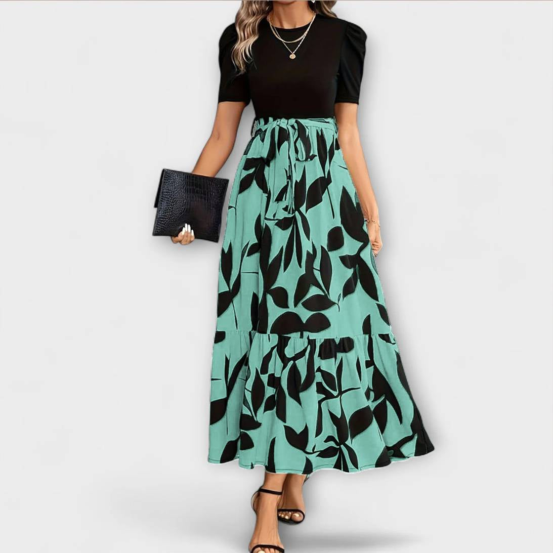 Luna - Vestido de verano con estampado floral y escote redondo
