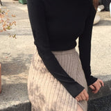 Falda larga de mujer - Punto acanalado - Cintura alta - Cómoda y elegante