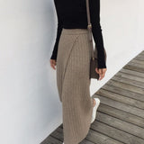 Falda larga de mujer - Punto acanalado - Cintura alta - Cómoda y elegante