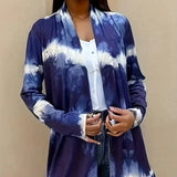 Elegante y chic cárdigan bohemio abierto con efecto tie-dye para mujer
