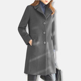 Gabardina de mujer – Corte entallado – Lana – Largo hasta la rodilla – Cuello con muesca
