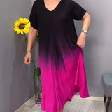 Vestido de mujer - Corte holgado en A - Mangas cortas - Cuello en V - Tejido ligero