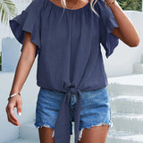 Ima - Blusa moderna de cuello redondo