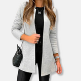 Cárdigan para mujer - Punto mixto suave - Corte holgado - Largo hasta la mitad del muslo - Cuello abierto
