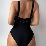 Bañador de una pieza para mujer – Efecto push-up – Sin costuras – Tirantes anchos