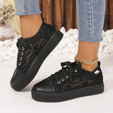 Zapatillas deportivas para mujer – Parte superior con cordones transpirables – Corte bajo – Suela plana antideslizante
