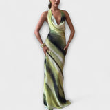 Vestido maxi clásico con degradado y tie-dye