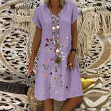 Chantal - Vestido de lino cómodo con un estampado elegante