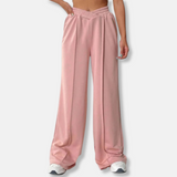 Pantalones de mujer - Tejido elástico suave - Cintura alta - Bolsillos laterales