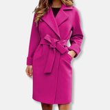Gabardina de mujer – Corte entallado – Efecto lana – Cinturón para atar – Cuello con muesca