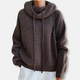 Sudadera de punto para mujer - Punto suave - Cuello vuelto - Mangas largas