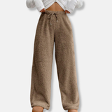 Pantalones de estar por casa para mujer – Polar suave – Corte holgado – Cintura elástica con cordón