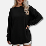 Sudadera de mujer – Corte oversize – Mangas largas – Cuello redondo – Algodón suave