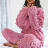 Pijama de mujer – Conjunto de punto suave – Corte holgado – Textura de punto trenzado