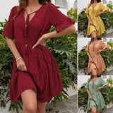 Britney - Vestido de verano holgado y fluido con mangas cortas