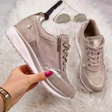 Zapatillas deportivas para mujer – Comodidad óptima – Cierre con cordones y cremallera – Suela acolchada