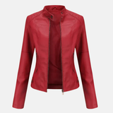 Chaqueta de cuero entallada Amélie | Chaqueta con cuello alto y cierre de cremallera
