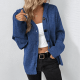 Chaleco de punto para mujer – Corte oversize – Punto suave – Capucha – Botones en la parte delantera