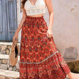 Falda larga para mujer - Estilo bohemio - Cintura elástica - Fluida y cómoda