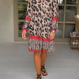 Denise - Vestido con estampado de leopardo y bloques de color