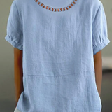 Blusa de mujer - Tejido ligero y transpirable - Mangas cortas - Cuello redondo elegante