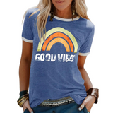 Camiseta de mujer – Corte clásico – Punto suave – Cuello redondo – Gráfico informal