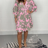 Violette - Vestido sexy con escote en V y estampado