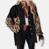 Chaqueta vaquera para mujer - Mezcla de algodón - Corte holgado - Largo túnica - Bordes deshilachados