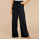 Pantalones anchos para mujer - Cintura alta - Tejido suave - Cintura ajustable - Comodidad elegante