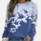 Sudadera de mujer - Punto suave - Corte holgado - Cuello redondo - Mangas largas - Estampado floral