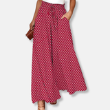Pantalón ancho de mujer – Corte holgado – Tejido transpirable – Cintura con cordón – Bolsillos laterales