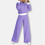 Conjunto de dos piezas para mujer - Punto liso - Cintura alta - Corte holgado