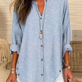Blusa de mujer – Corte relajado – Rayas verticales – Tejido suave y transpirable – Mangas 3/4