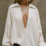 Blusa de punto sexy con cuello en V