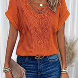 Top de mujer - Corte holgado - Elegante detalle de encaje - Tejido texturizado transpirable