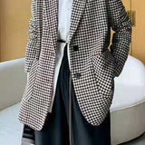 Blazer de lana con estampado de pata de gallo