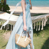 Vestido largo elegante, ajustado y sin espalda con estampado floral 3D