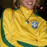 Sudadera extragrande con cremallera y bordado en bloques de color