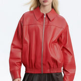 Chaqueta informal de piel sintética con solapa