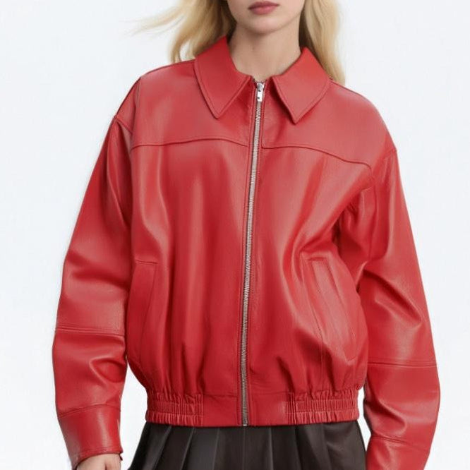 Chaqueta informal de piel sintética con solapa
