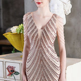 Elegante vestido de noche de sirena con lentejuelas