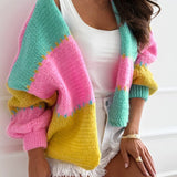 Chaleco holgado de punto con bloques de color y estilo informal